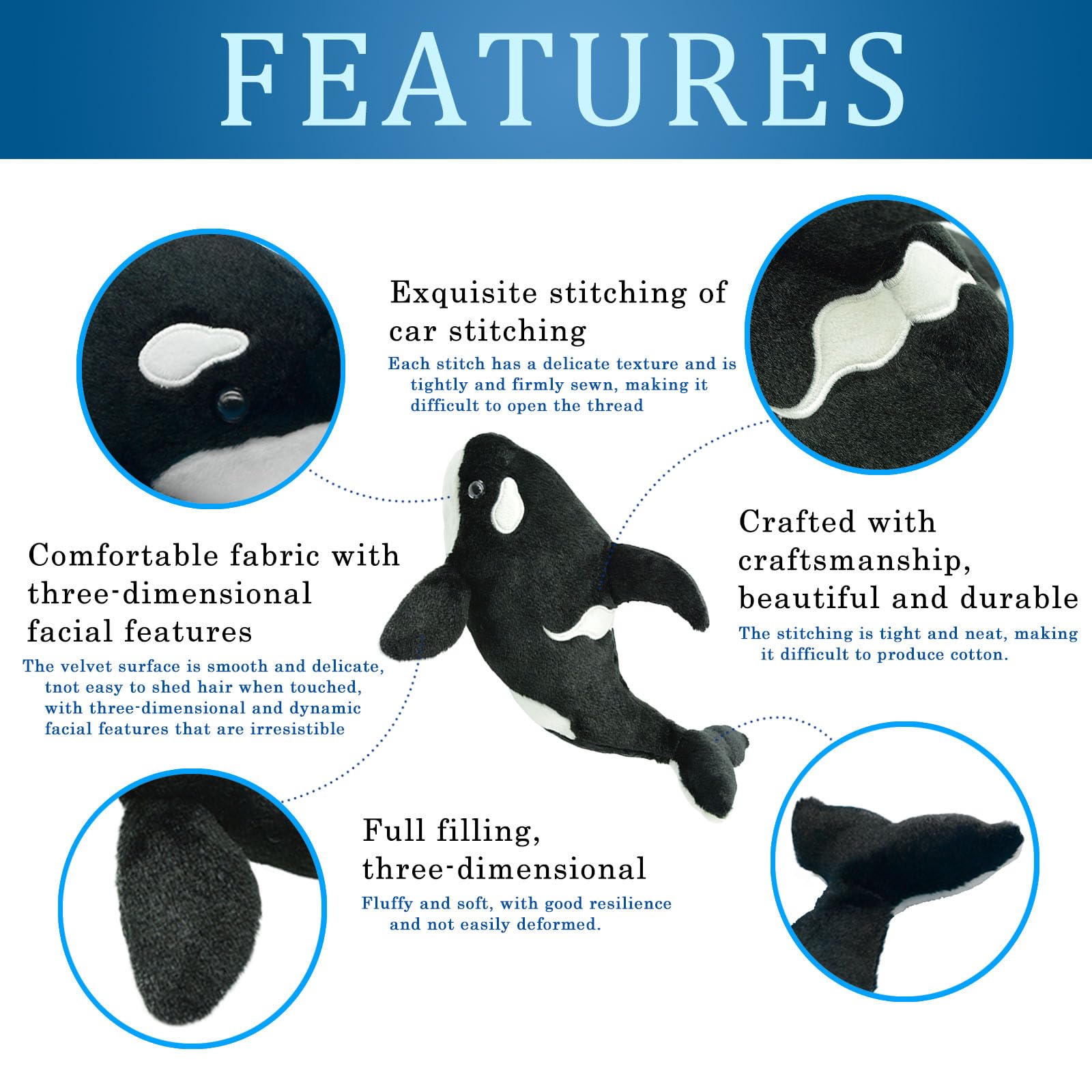Make My Day orca plush safety-certified for worry-free hugs.