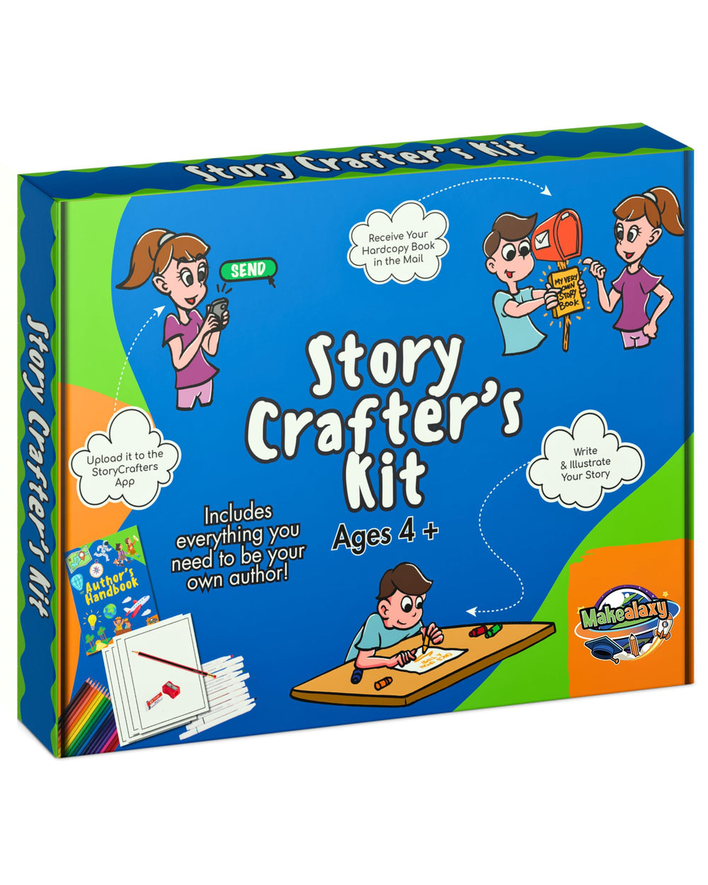Makealaxy Story Crafters cover page preview of a printed hardcover keepsake.