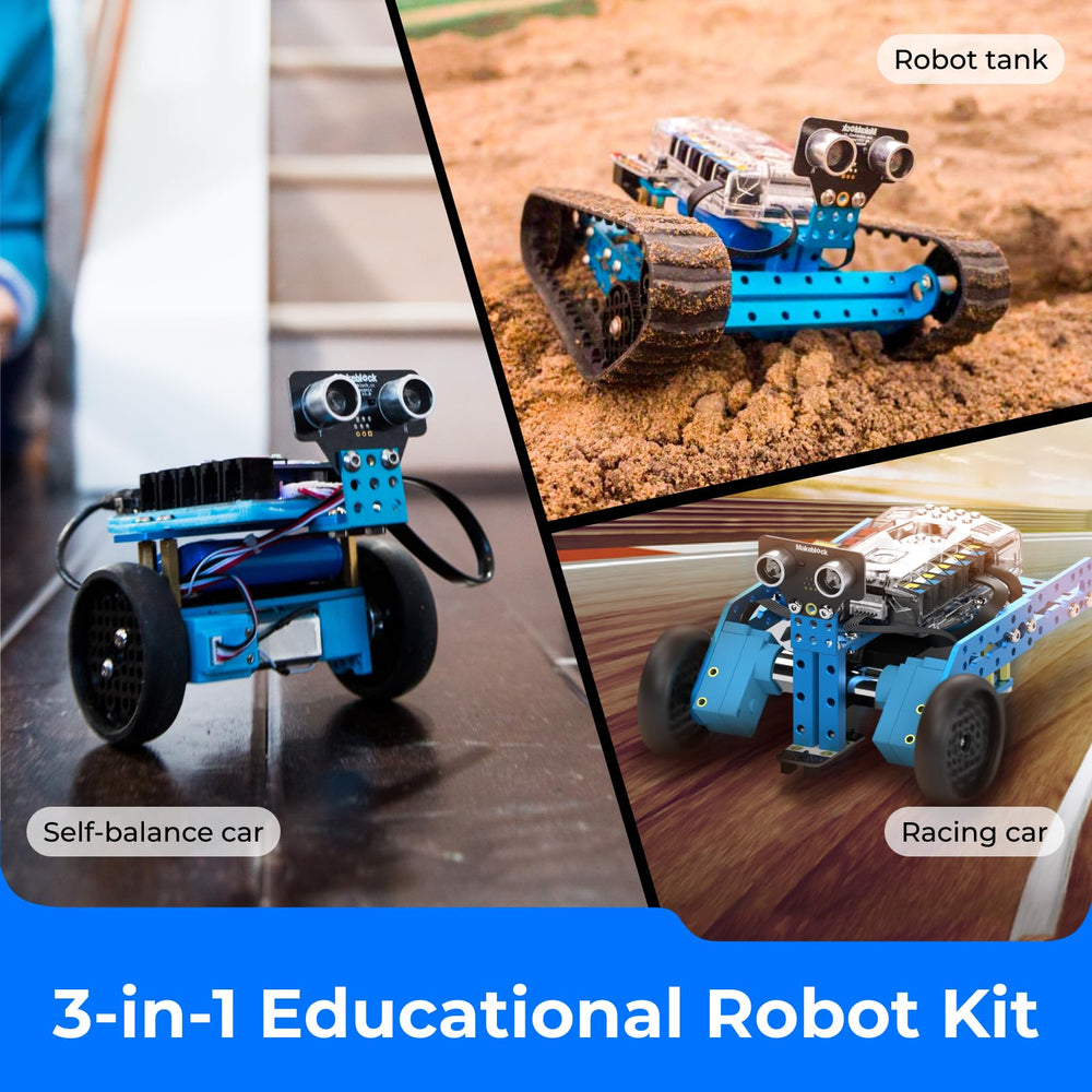 Makeblock mBot Ranger dashing-raptor racing across a smooth floor