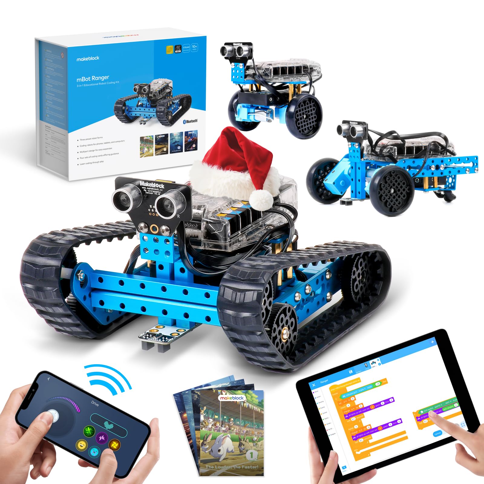Makeblock mBot Ranger land raider on carpet for versatile terrains and play