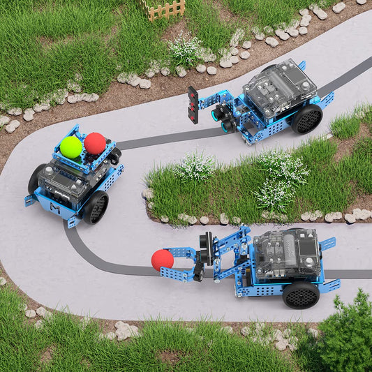 Makeblock mBot2 3in1 carrier enabling robot transport experiments.