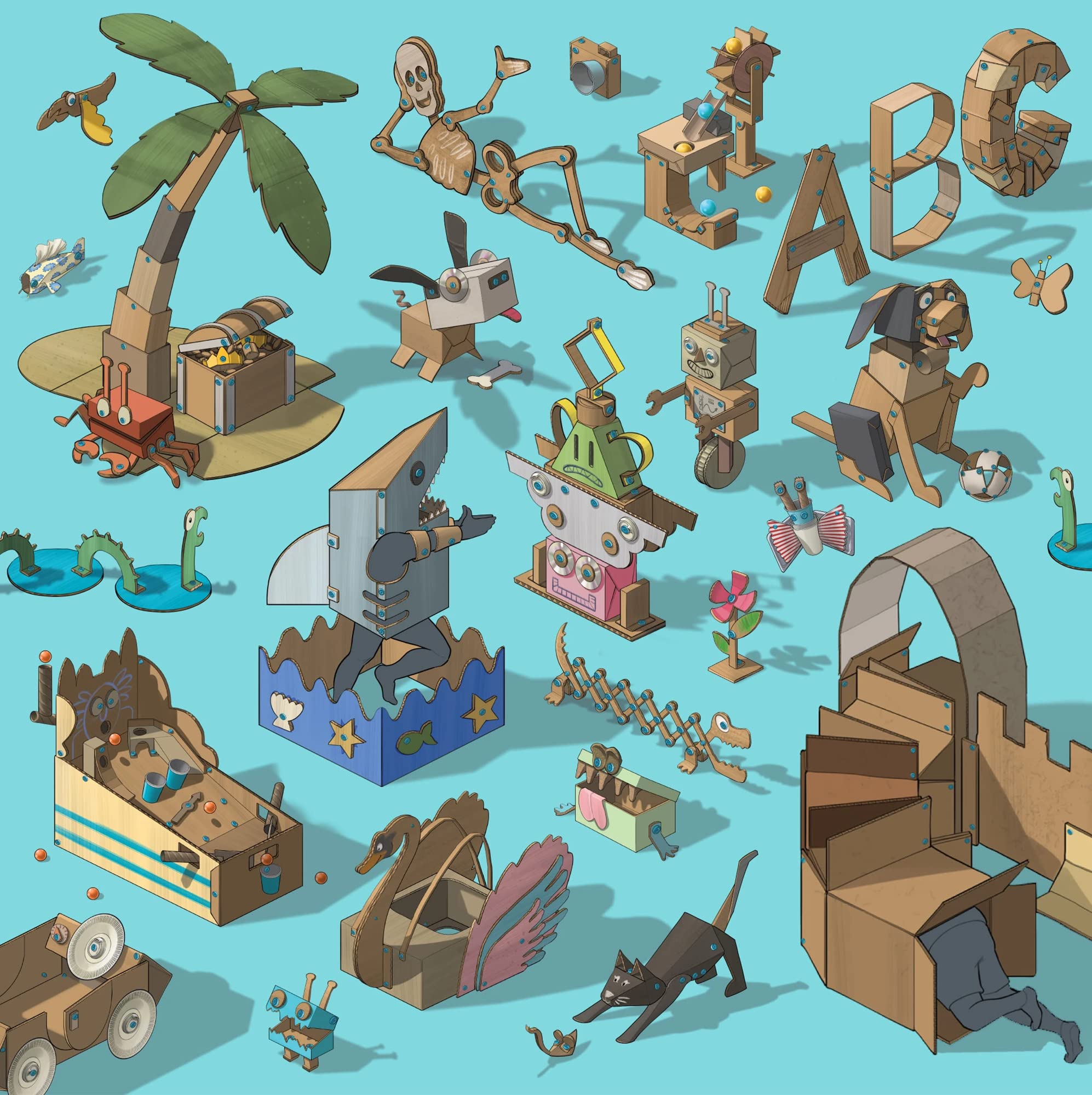Makedo Explore reusable cardboard components promoting sustainable creativity during play.