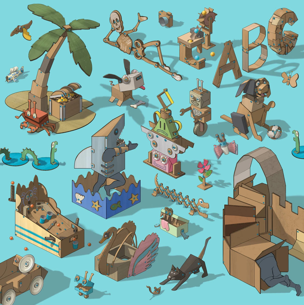 Makedo Explore reusable cardboard components promoting sustainable creativity during play.