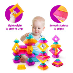 Make Kids Smile Bubble Fun translucent blocks glow on light tables for sensory play.