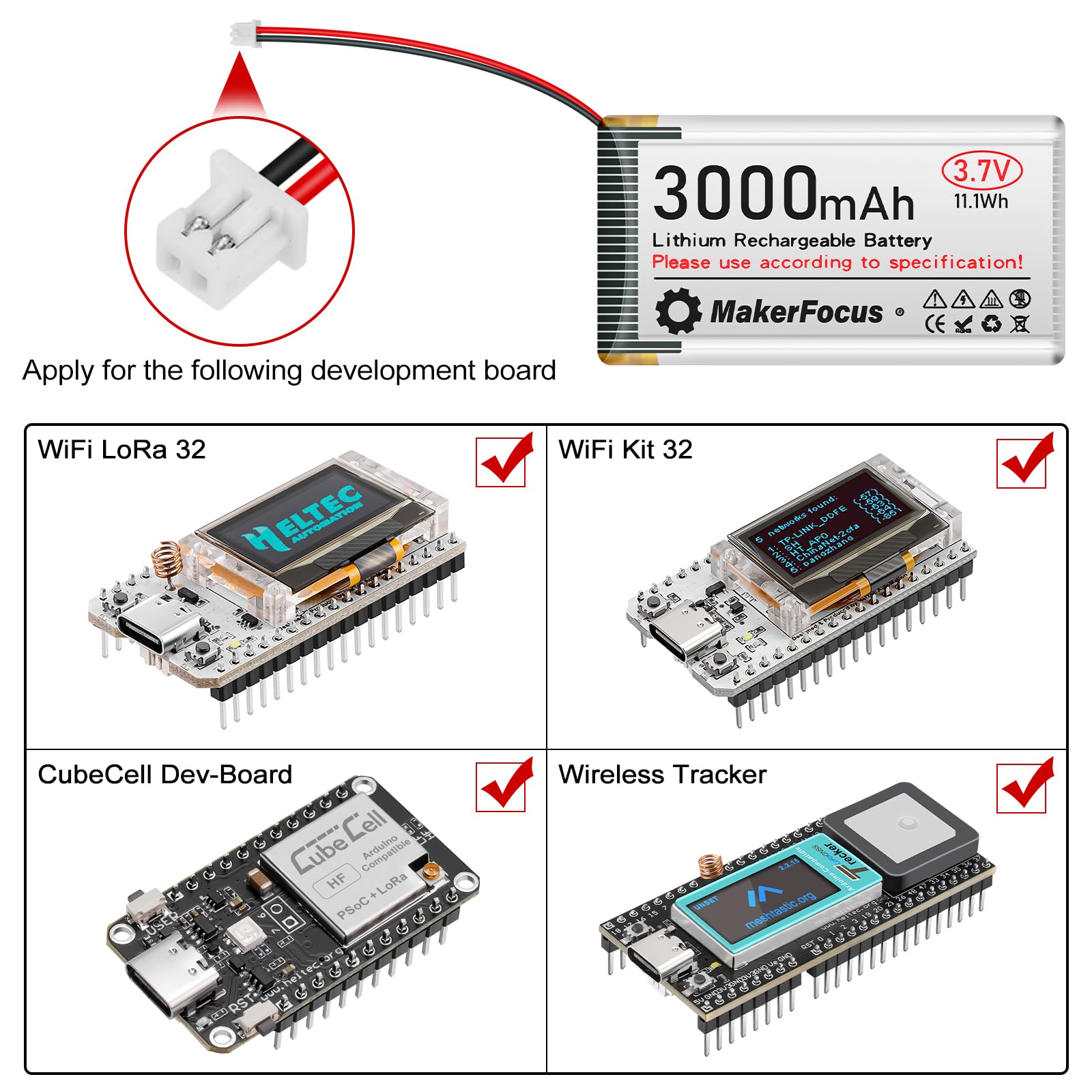 MakerFocus JST 1.25 plug detail for quick ESP32 connections
