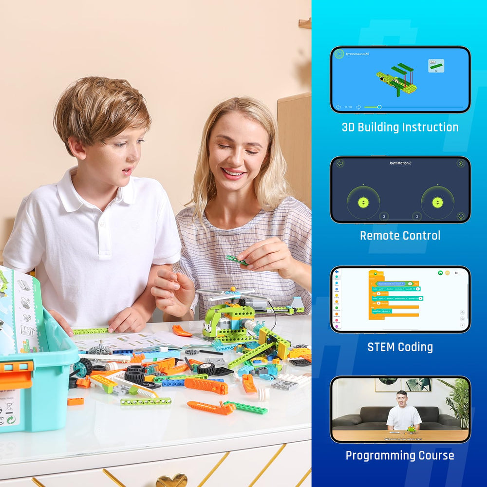 Makerzoid robot dinosaur model demonstrates imagination and STEM exploration.