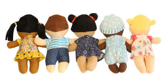 Making Believe Diversity Buddies soft plush dolls with embroidered smiles for daily cuddles.