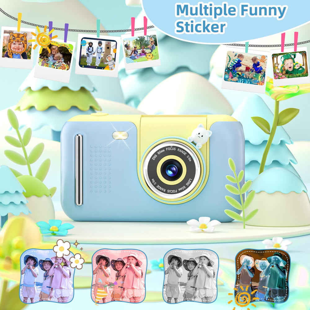 Makolle Kids Camera shows 8x digital zoom and creative filters for imagination