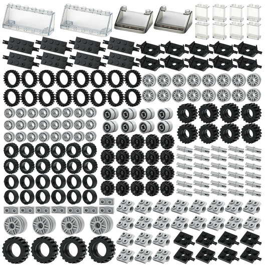 MALEKO wheels and axles set enables creative car builds with tight brick compatibility.