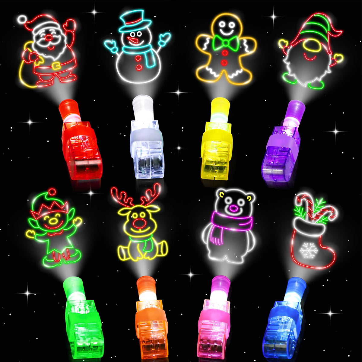 Malhaii Christmas finger lights Santa pattern glow for festive play