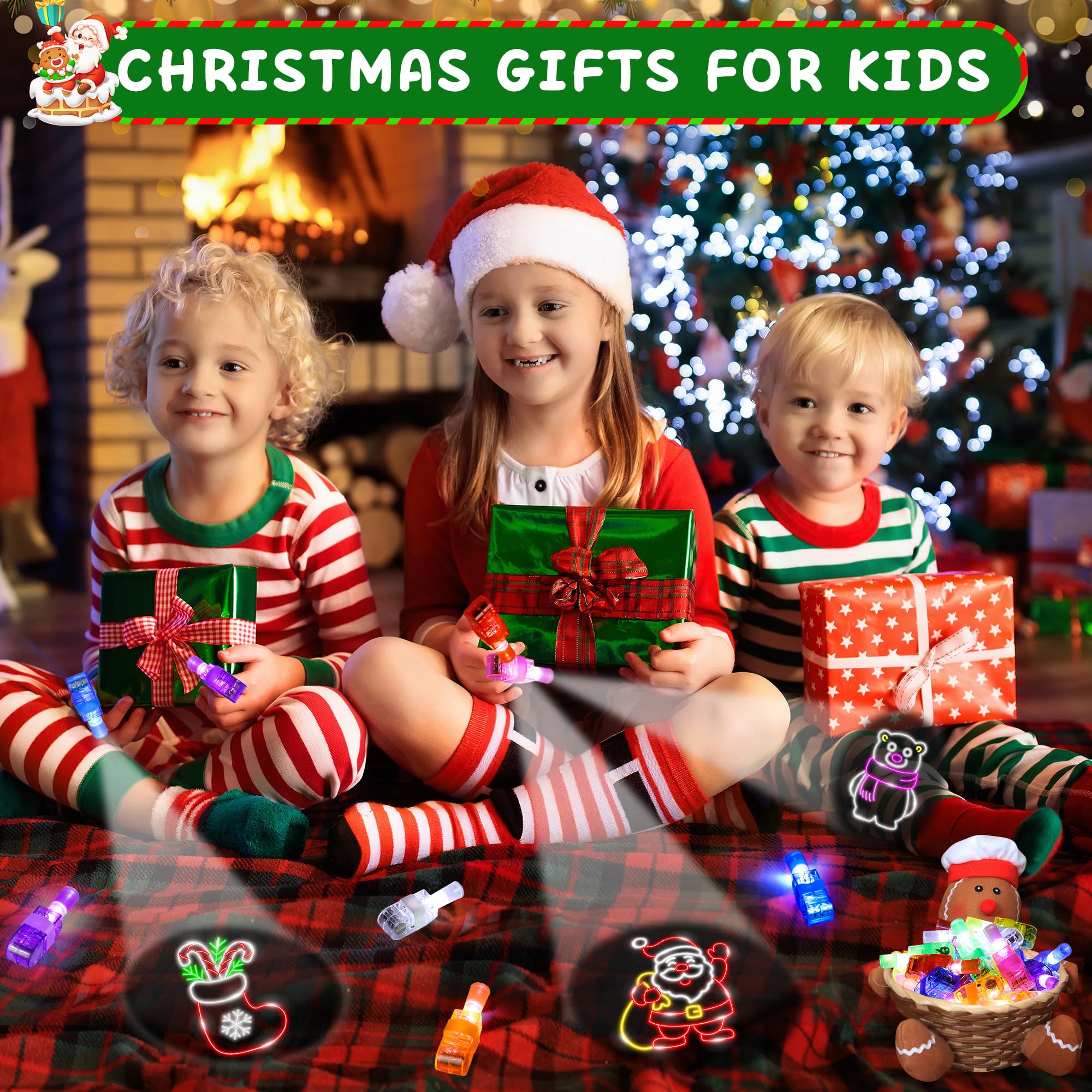 Malhaii finger lights Snowman pattern create luminous holiday ambiance during games
