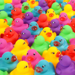 Maliweg 144-pack mini rubber ducks bath toys float for splashy bath time fun.