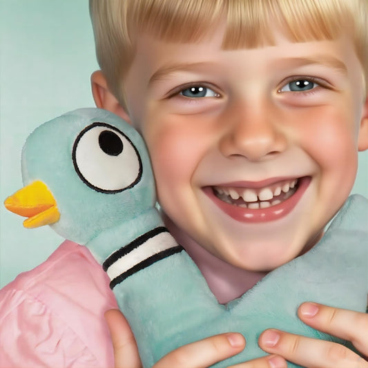 Malvjun pigeon plush close-up highlights soft plush fabric.