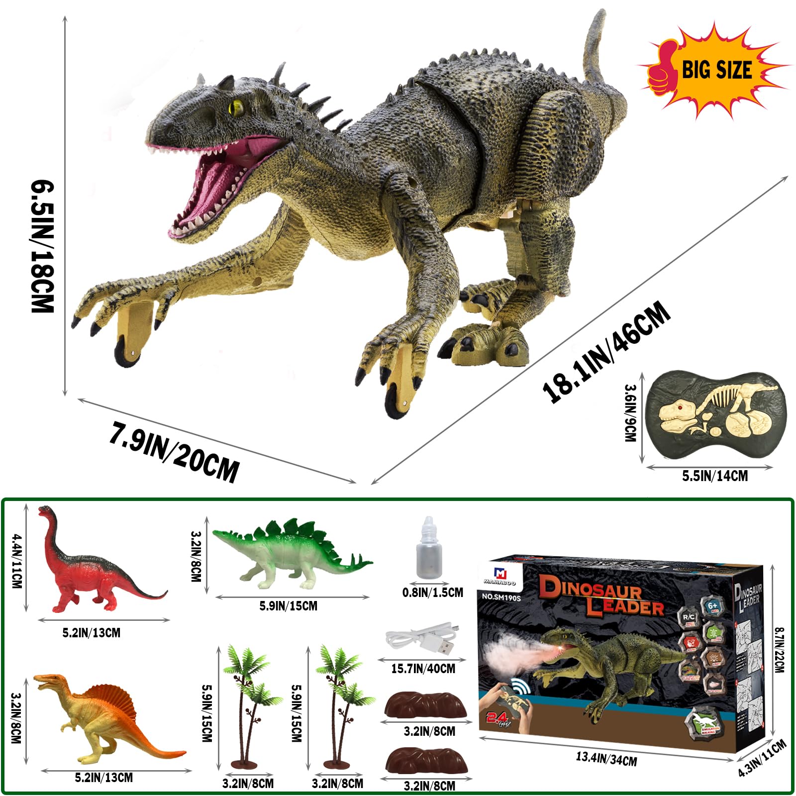 MAMABOO remote-control dinosaur walking action for dynamic outdoor adventures.