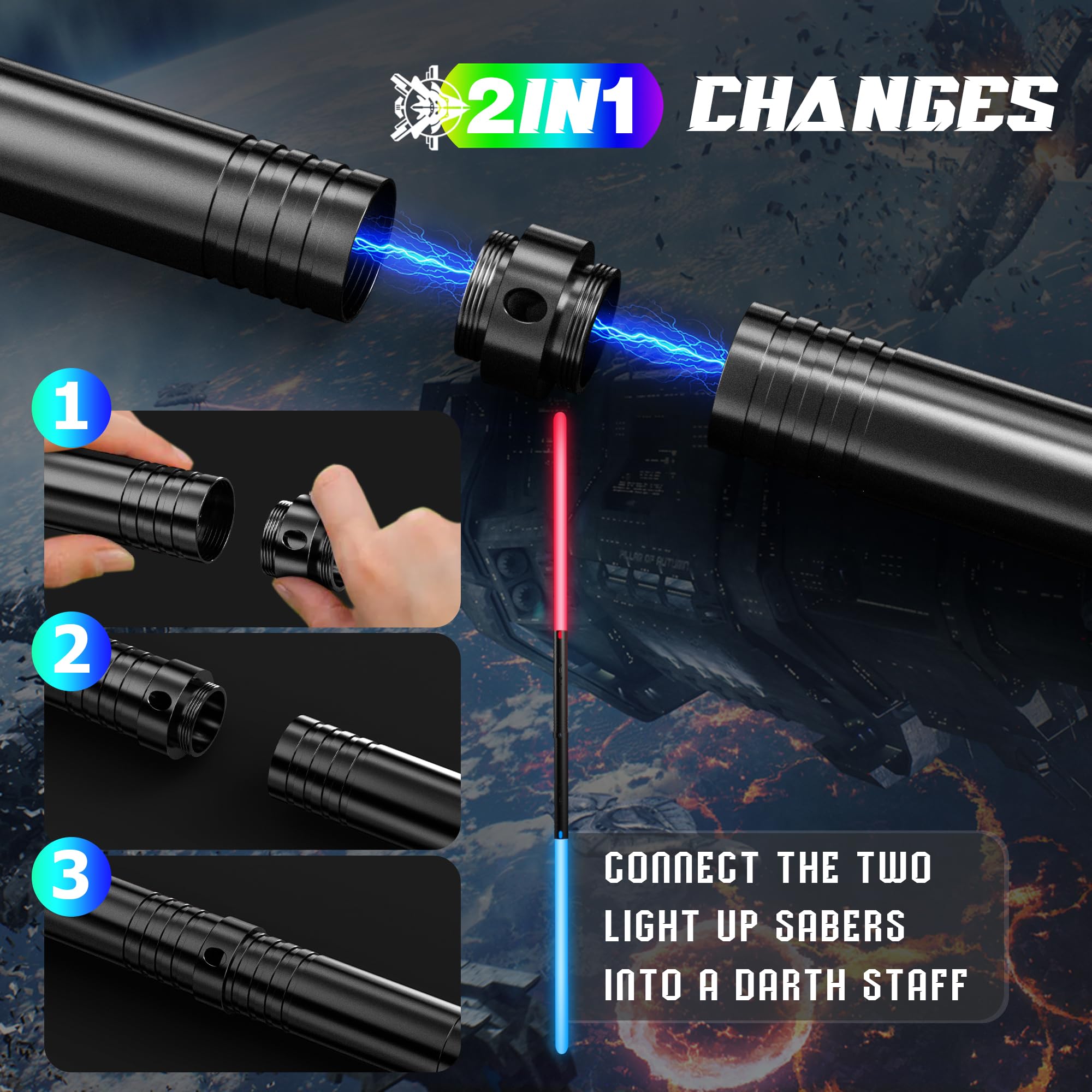 MAMXUAN lightsaber with FX sound highlighting immersive space sword effects.