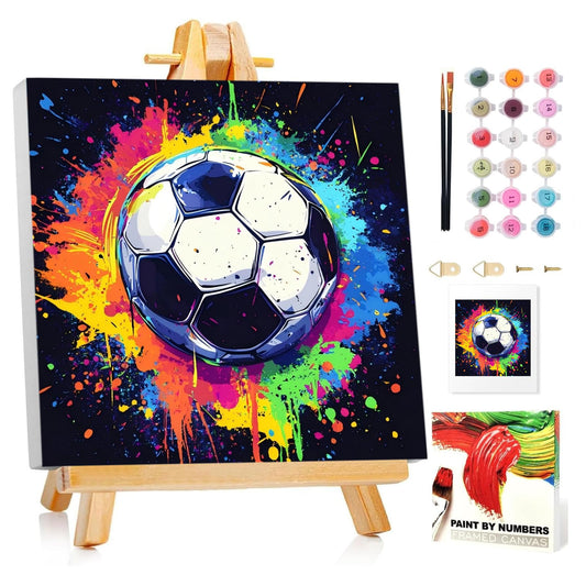 Mandun soccer paint by numbers kit with frame offers an easy DIY wall art project.