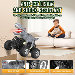 Manercey dinosaur monster truck detail with realistic eyes and teeth sparks imagination.