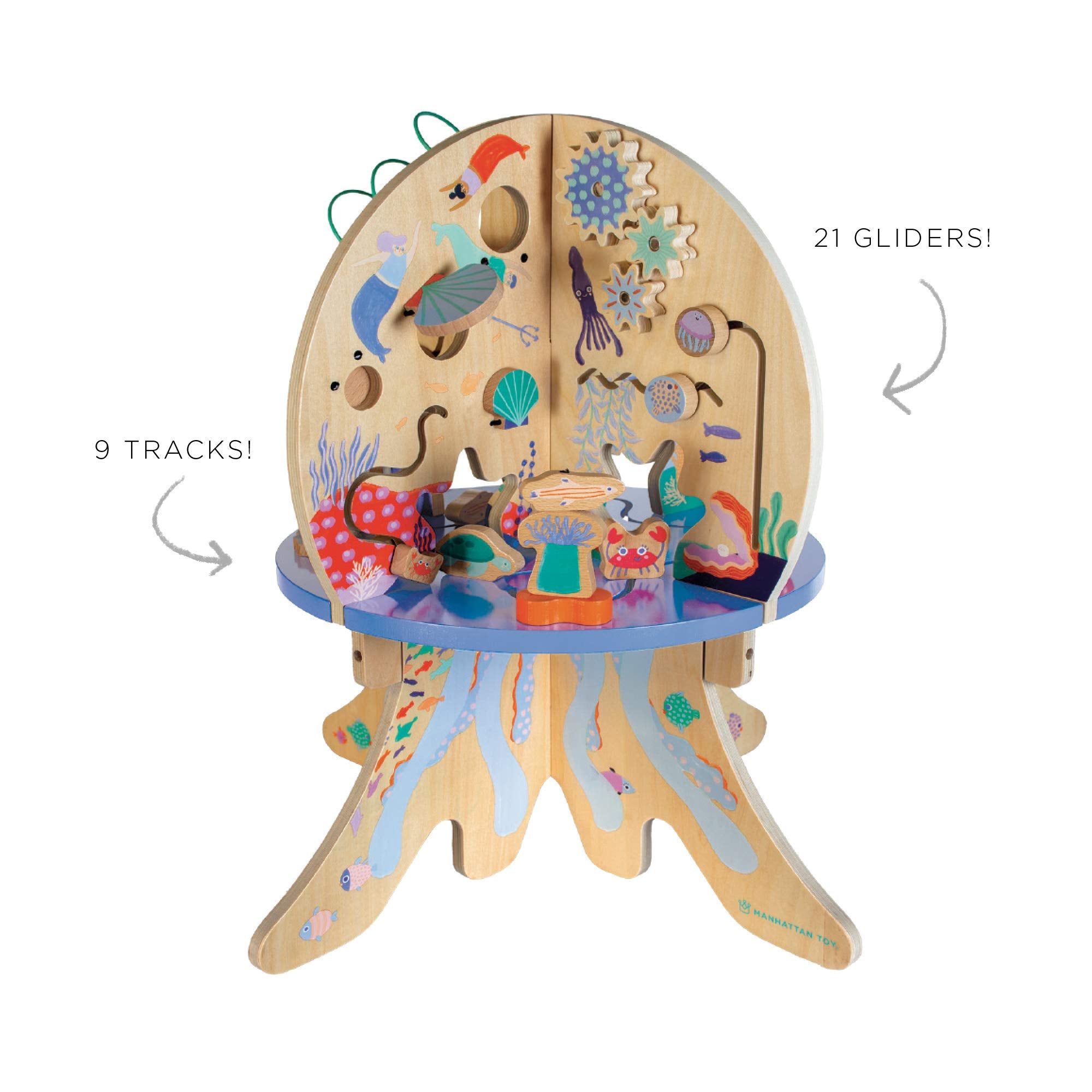 Manhattan Toy Deep Sea Adventure: sea creature gliders encourage visual tracking and imaginative play.