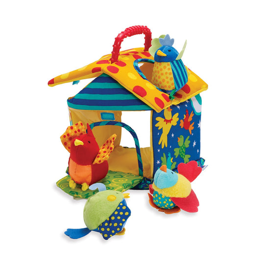 Manhattan Toy Put and Peek Birdhouse door-open invites spill-and-fill play for toddlers