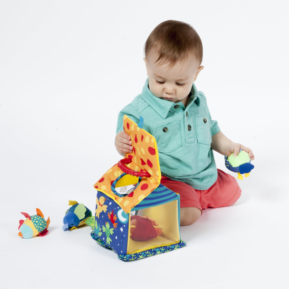 Manhattan Toy Put and Peek Birdhouse built-in-handle enables portable play