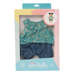 Garden Play outfit on a 12-inch doll with easy hook-and-loop closure