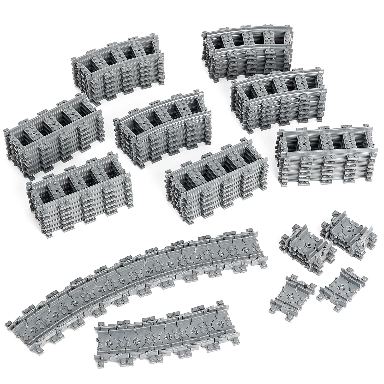 MANNIDOO 72-piece oval city train tracks layout for creative play