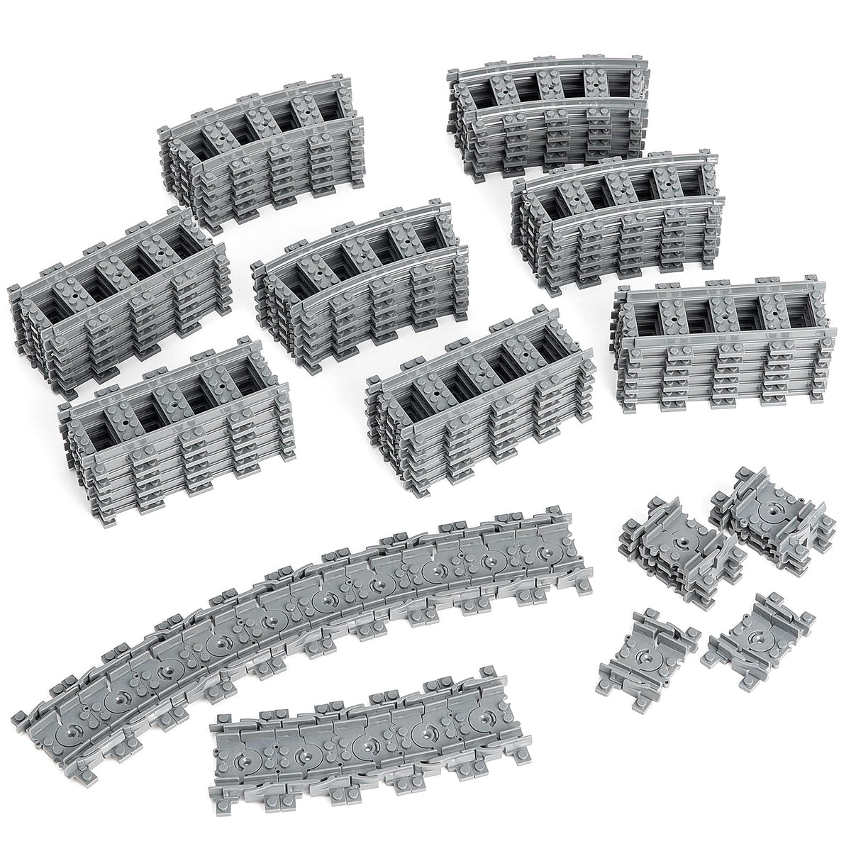 MANNIDOO 72-piece oval city train tracks layout for creative play