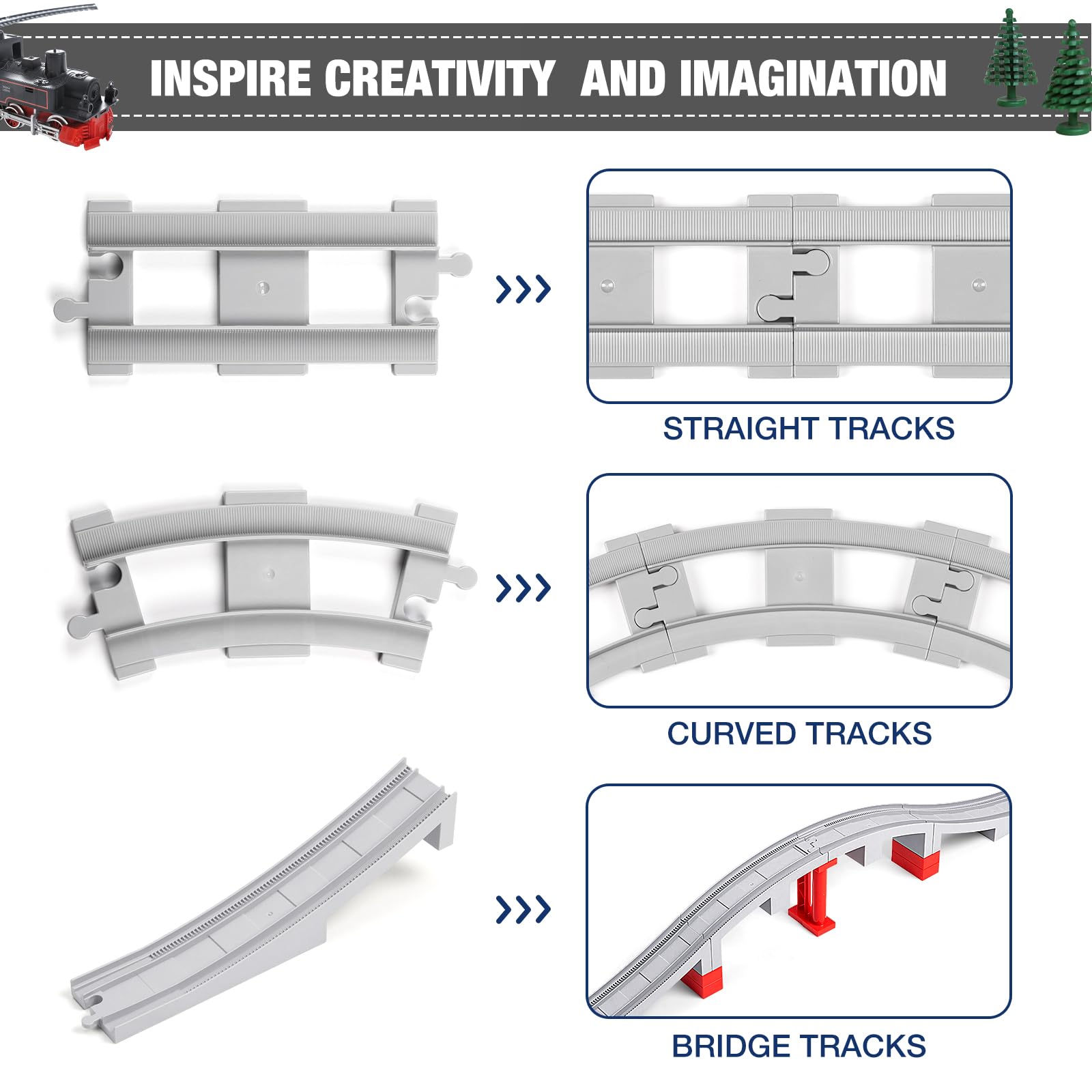 MANNIDOO 12 curved tracks for dynamic, scenic rail layouts.