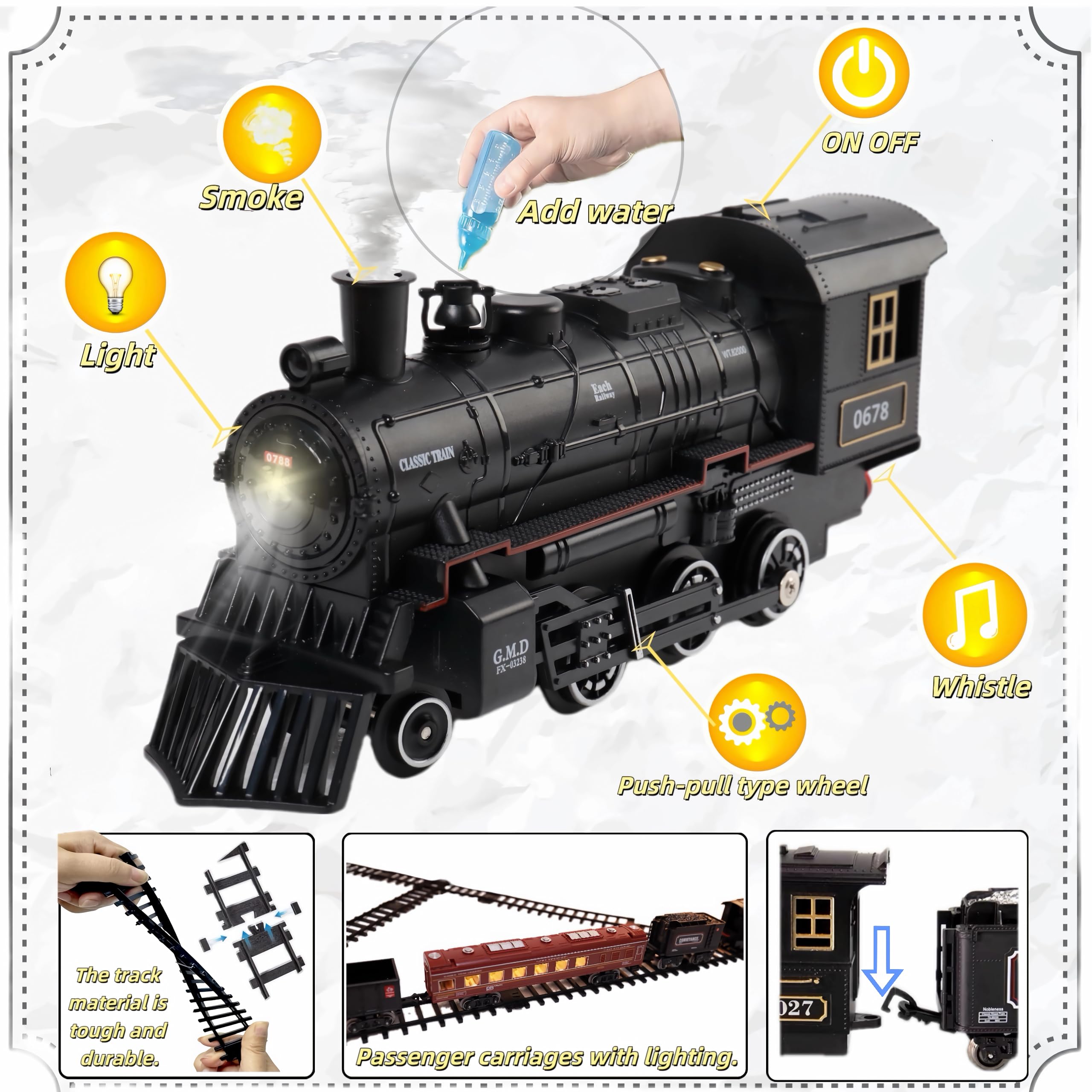 Mantfuty train set cargo vehicle adding diverse loads for pretend logistics.