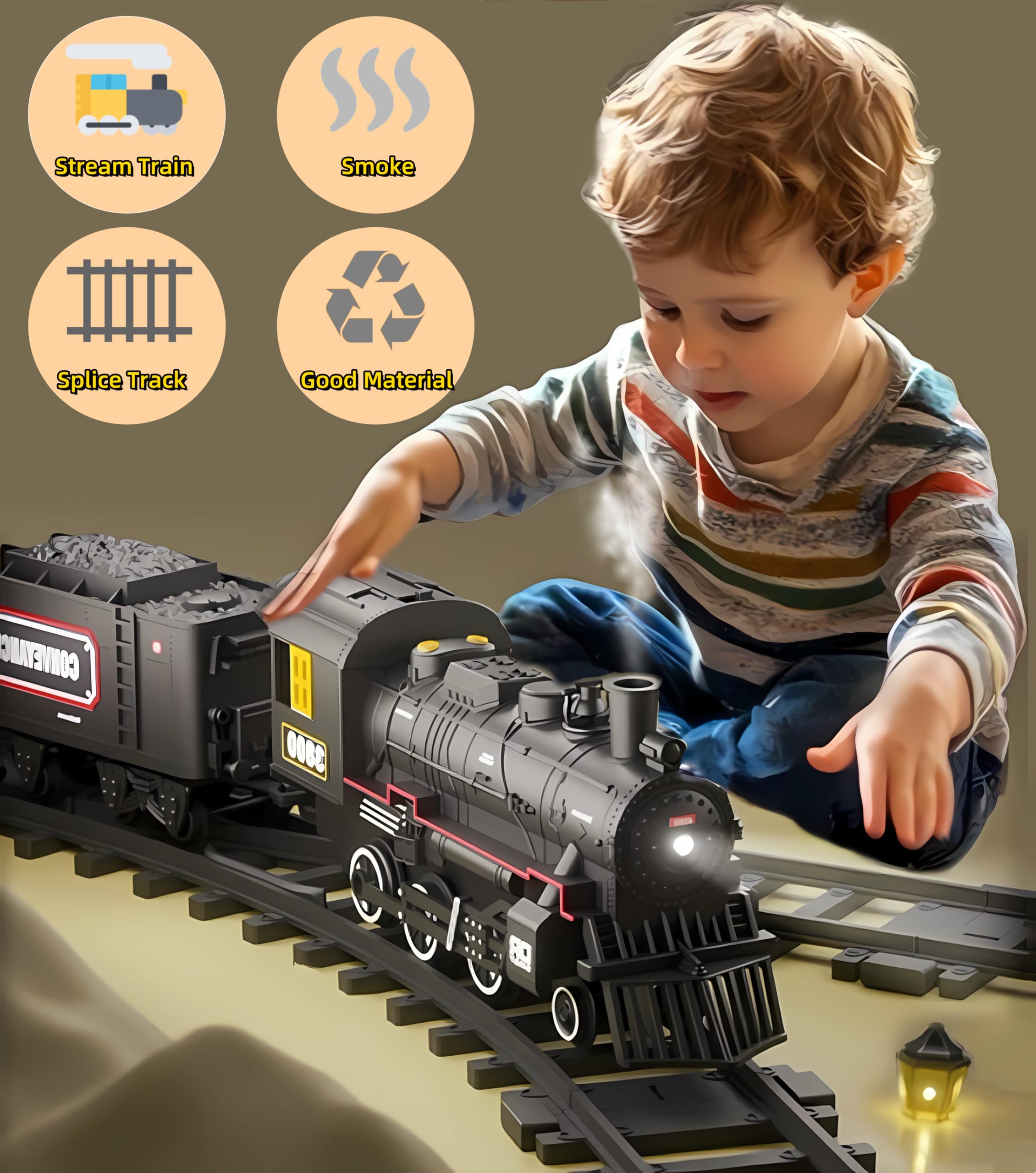 Mantfuty train set left Y track enhancing layout variety.
