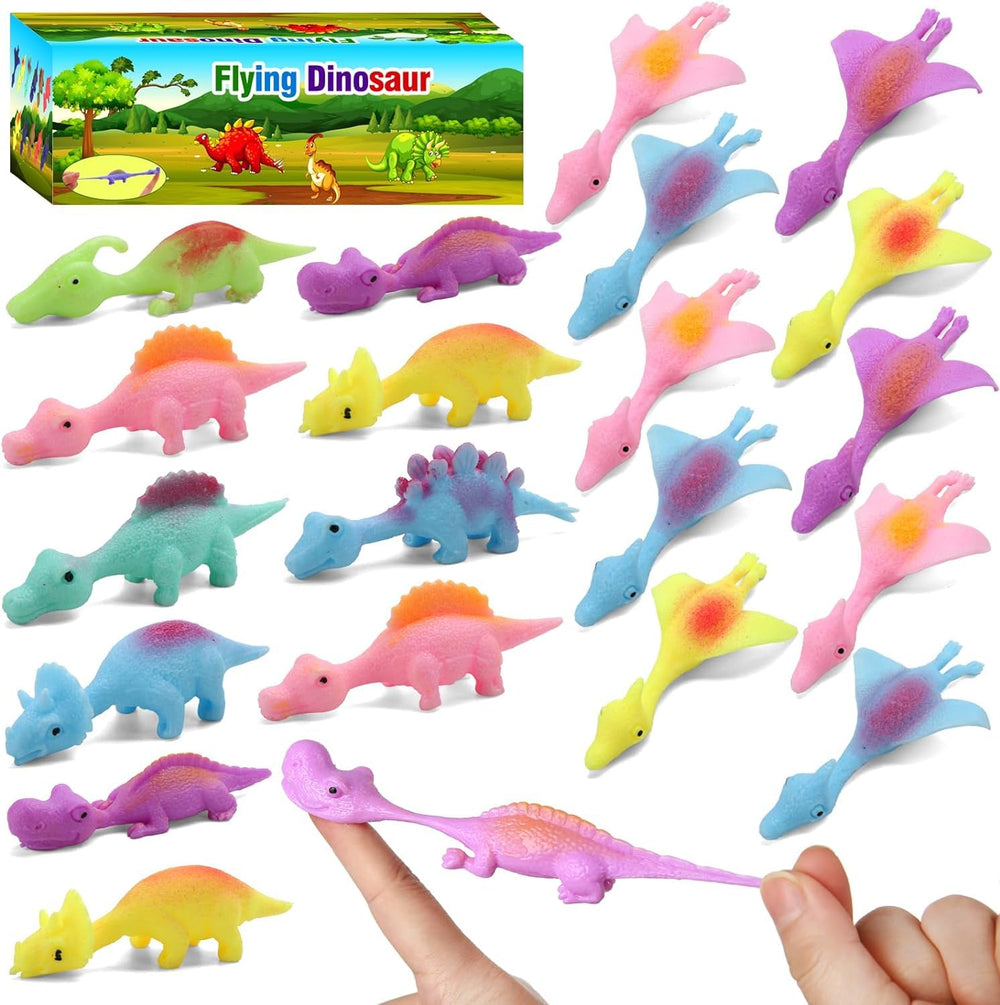 Mantyplay slingshot dinosaur finger toys set with colorful mini dinos for party favors and travel play