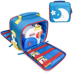 Mao Yeye blue carrying case, front view keeps Little Tikes items organized for on-the-go play.