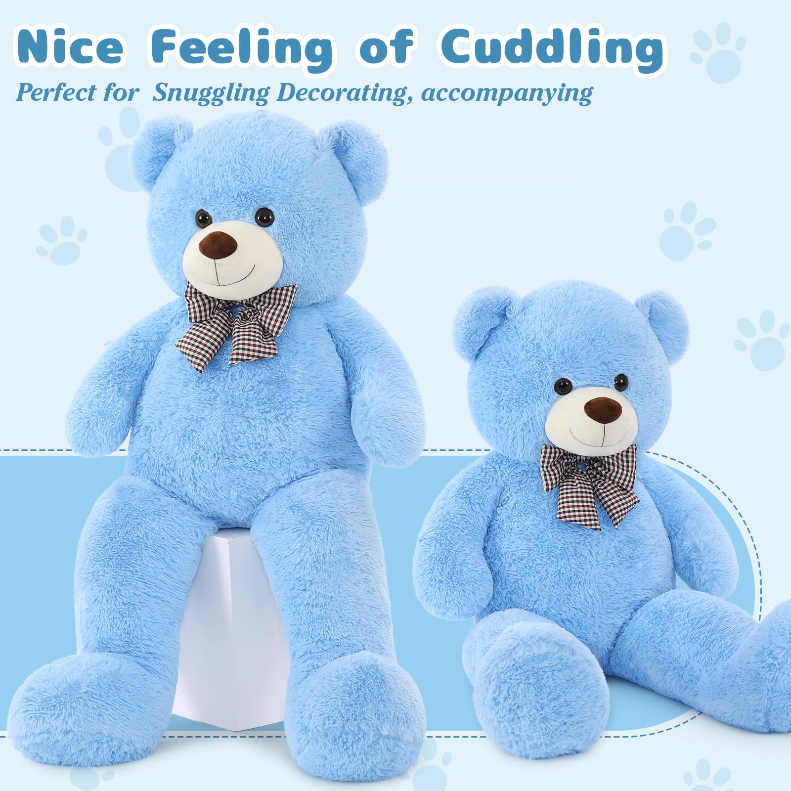 MaoGoLan jumbo teddy bear close-up of soft plush fabric and stitching.