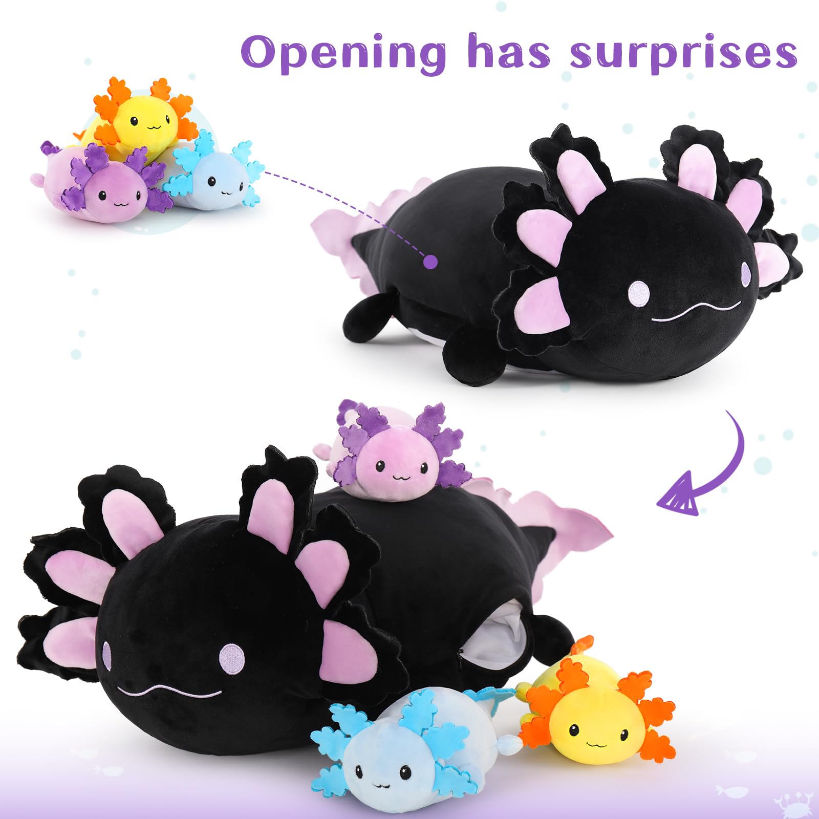 MaoGoLan axolotl plush with three babies inside—fun educational detail for curious minds.