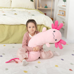 MaoGoLan axolotl pillow with embroidery smile and eyes enhances decor.