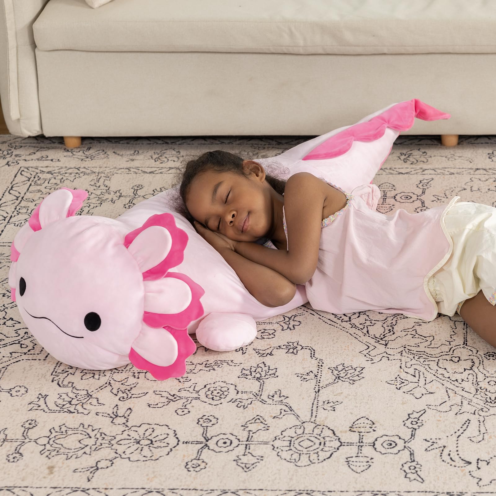 MaoGoLan giant axolotl plush close-up fabric, luxuriously soft and durable