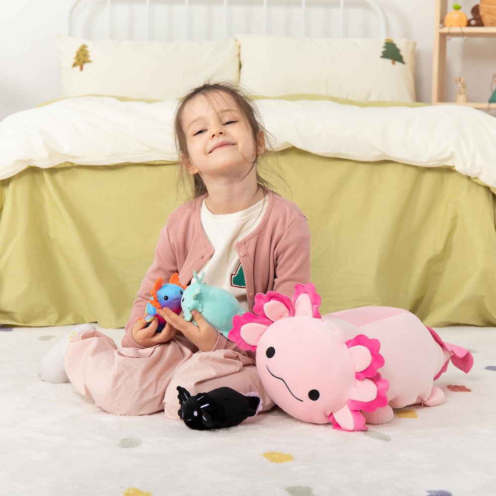 MaoGoLan axolotl plush as decorative throw pillow adds whimsy to living spaces.
