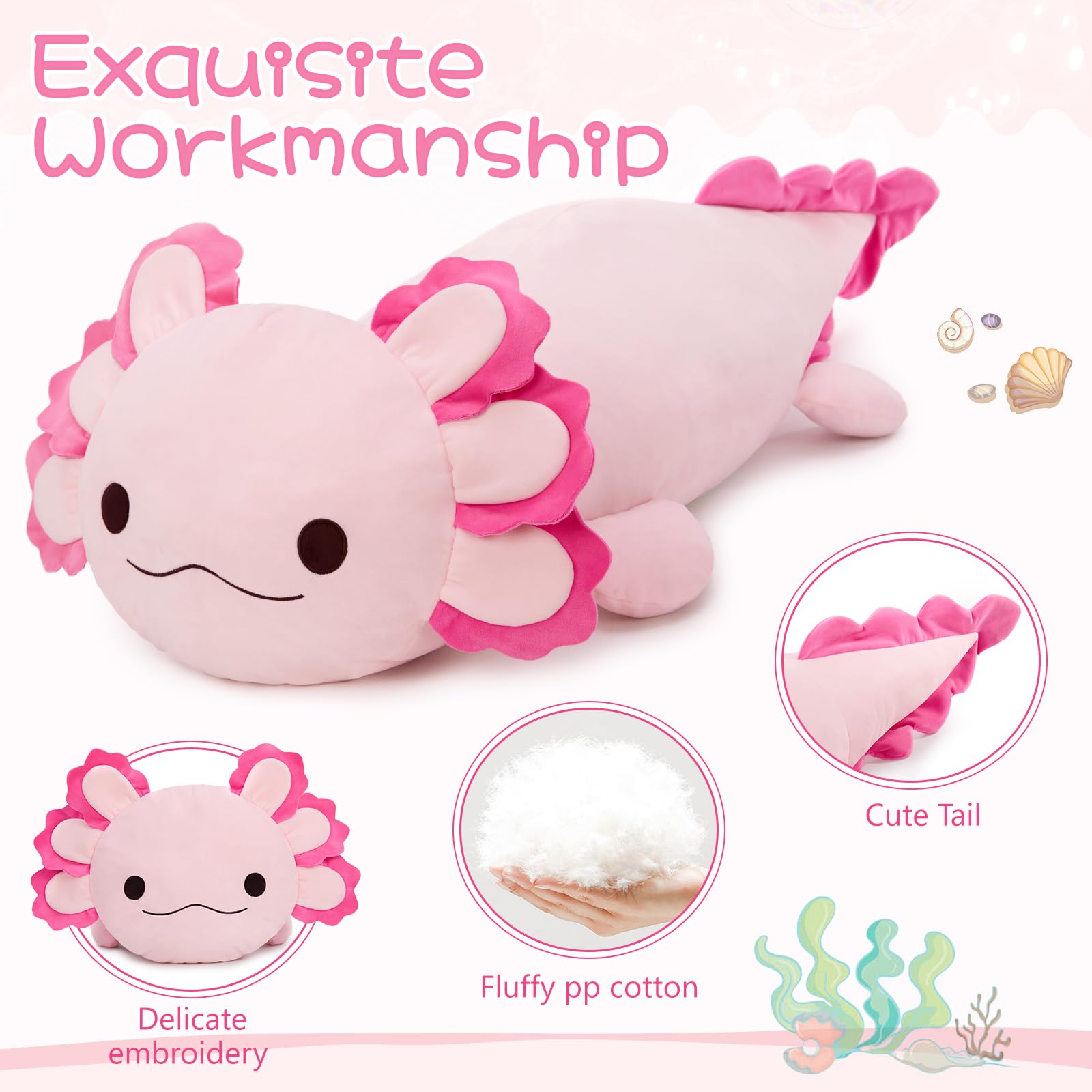 MaoGoLan axolotl plush machine washable for easy cleaning
