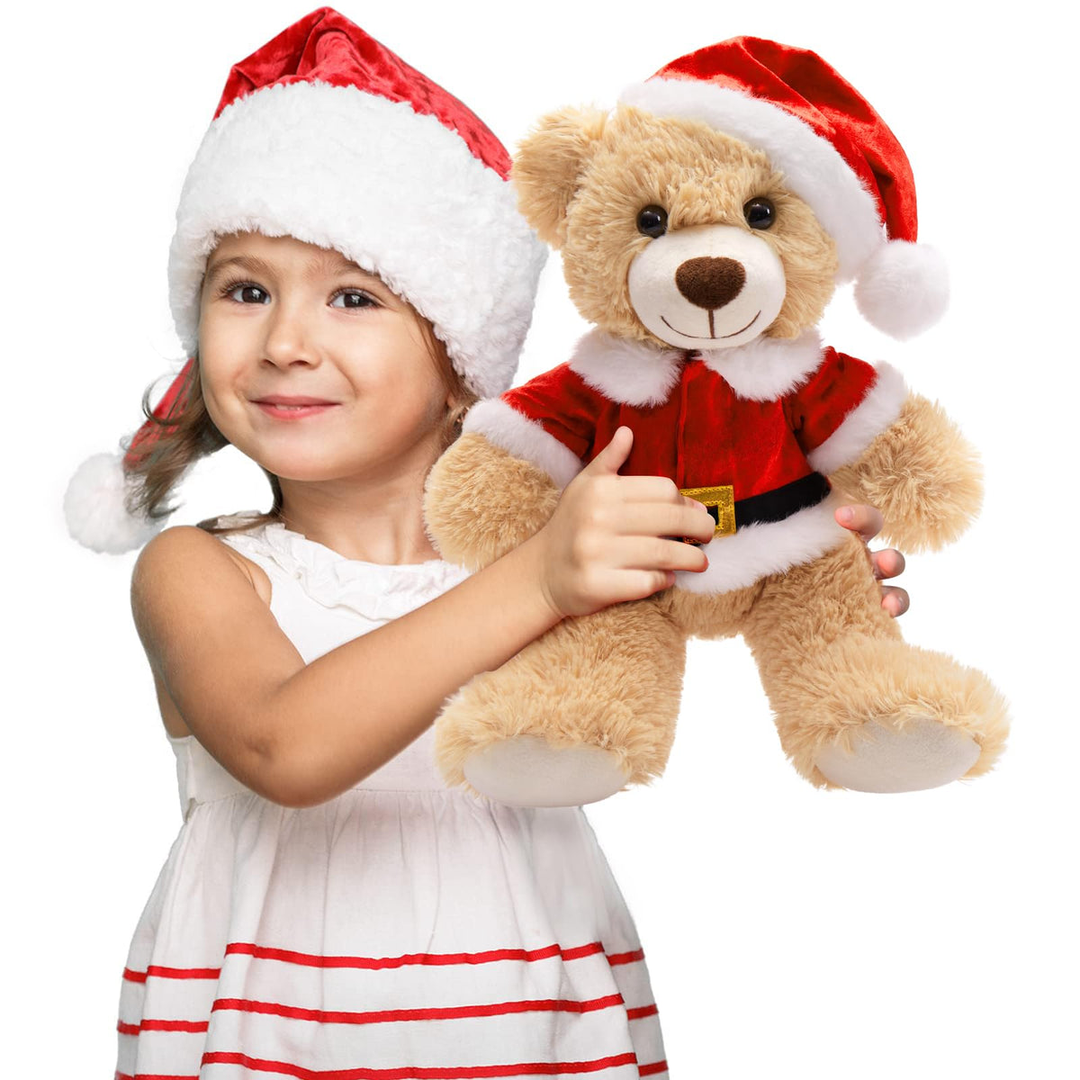 MaoGoLan Christmas teddy bear 14in with Santa hat for festive display