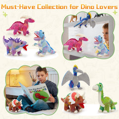 MaoGoLan Parasaurolophus plush with sequins detailed crest for educational display and storytelling.
