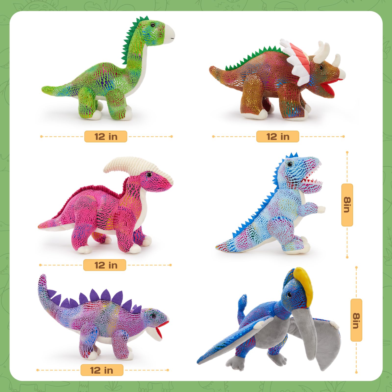 MaoGoLan Stegosaurus plush with sequins sturdy for rough play and eye-catching shelves.