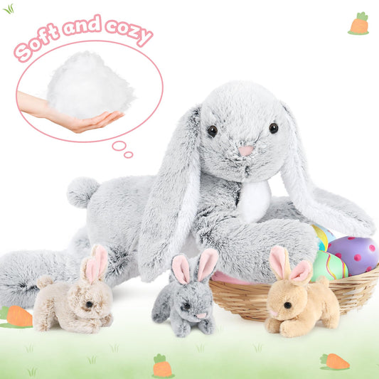 MaoGoLan Easter bunny with three babies inside, delightful surprise for imaginative play