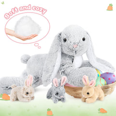MaoGoLan Easter bunny with three babies inside, delightful surprise for imaginative play
