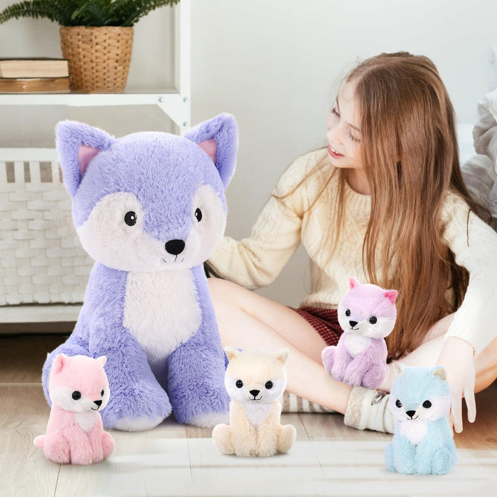 MaoGoLan five-piece fox plush set shown for colorful play and decor.