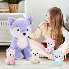 MaoGoLan five-piece fox plush set shown for colorful play and decor.