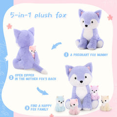 MaoGoLan mom fox plush face detail with soft fur and bright eyes.