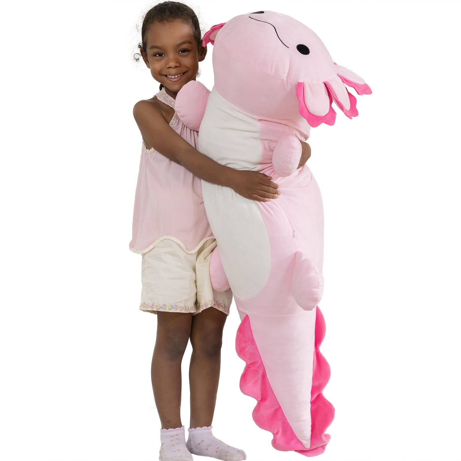 MaoGoLan giant axolotl plush front view for cozy reading corners