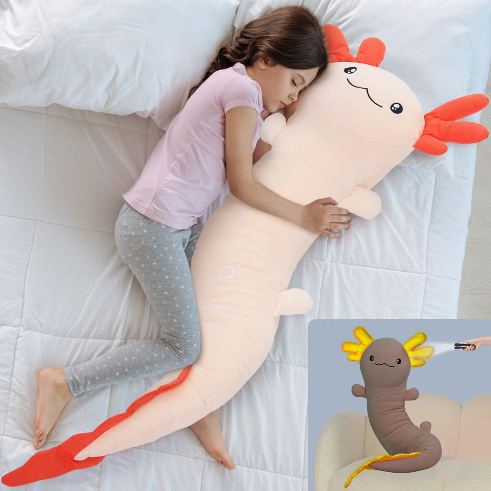 MaoGoLan giant axolotl plush pink full-body view for cuddling and decor
