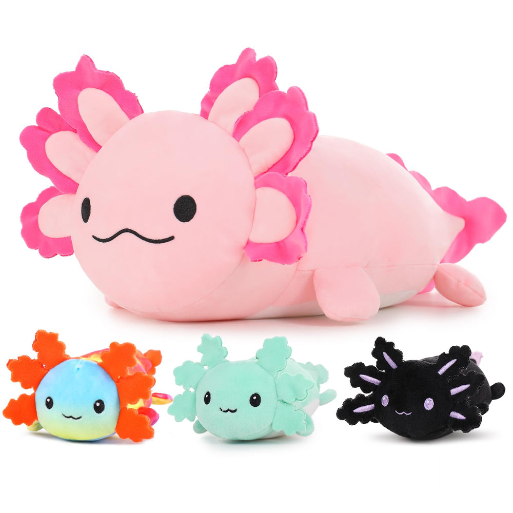 MaoGoLan giant axolotl plush with three babies inside, a cuddly family decor piece.