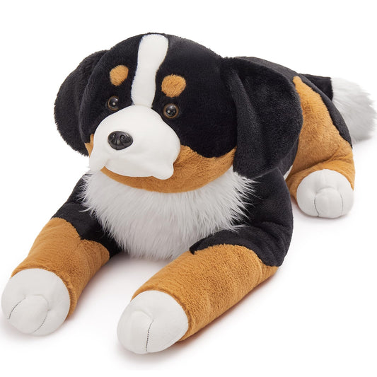 MaoGoLan giant Bernese mountain dog plush, front view, perfect cuddle buddy for cozy rooms